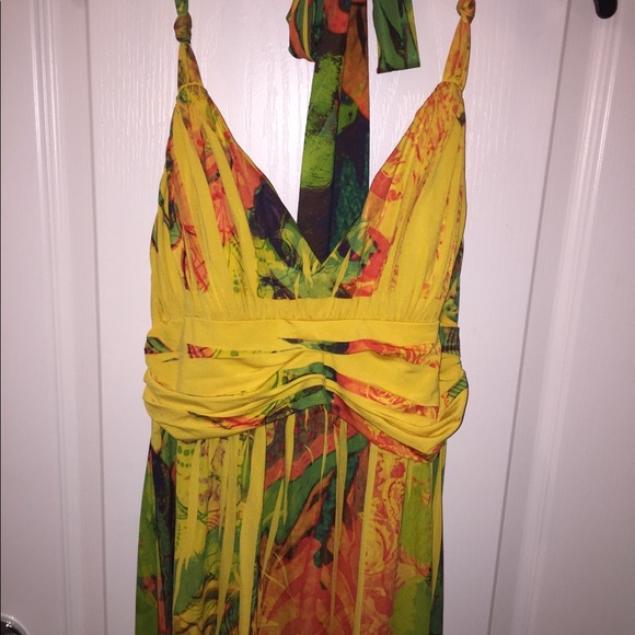 YELLOW MULTI COLOR MAXI DRESS - Picture 4 of 8